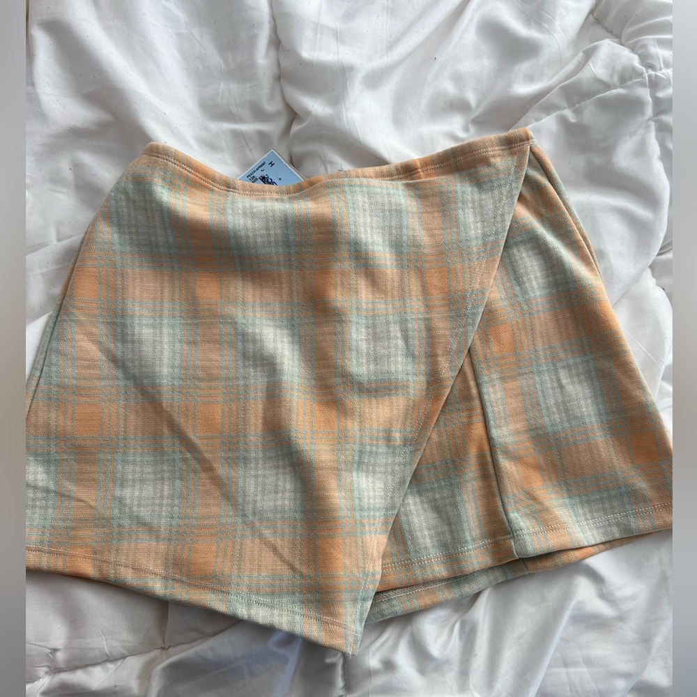 plaid mini skort